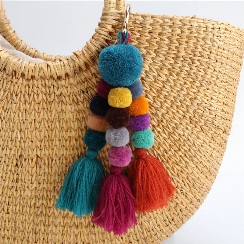 Boho Chic Tassel Charm for Handbags | Pom Pom Tote Charms