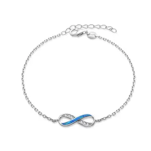 Infinity Opal Sterling Silver Bracelet Fine Jewelry in 925 Quality