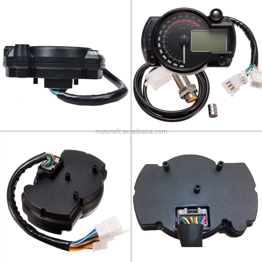 RTS Universal 7 Colors Motorcycle Digital Instrument Speedometer Odometer Adjustable Panel LCD Gauge for RX2N 4 Cylinders