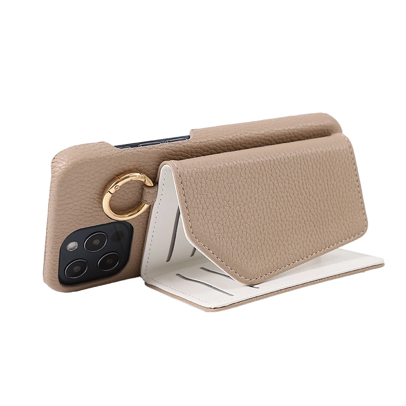 Handmade Multi Color Straps Mirror Shoulder Holder Leather Phone Crossbody Case for iphone Se 11 13 14 15 Pro  Max Card Wallet