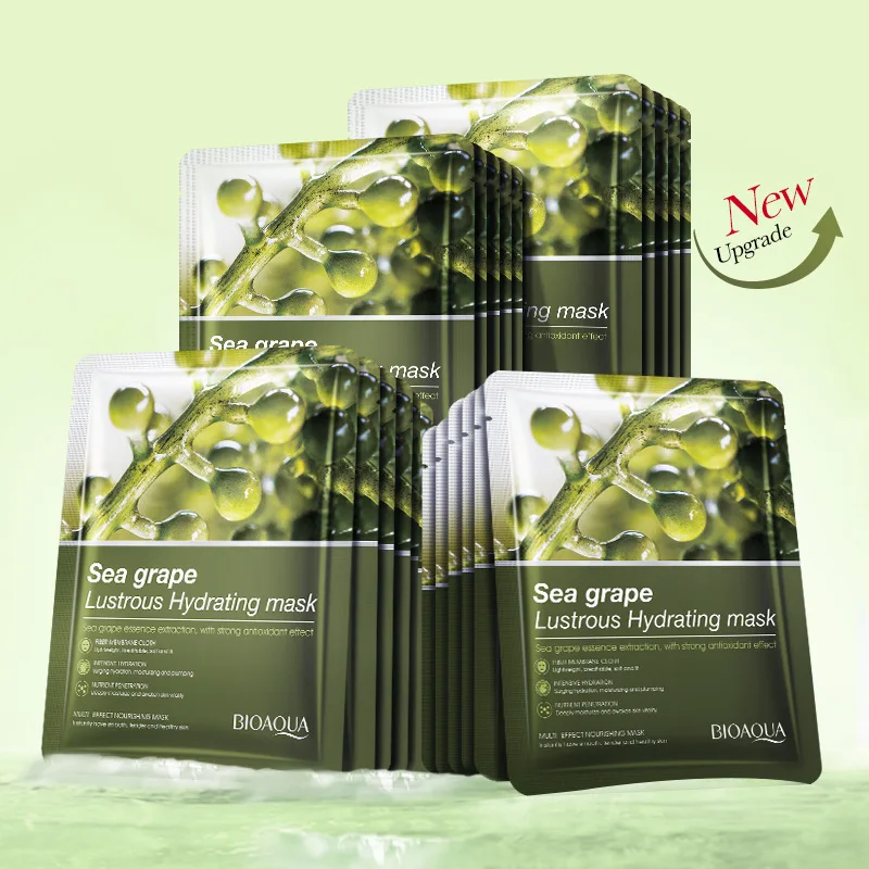 BIOAOUA Shrink Pore Hydrating Moisturizing Caviar Grape Seed Resurrection Grass White Truffle Sea Grapes Face Sheet Mask Face SS