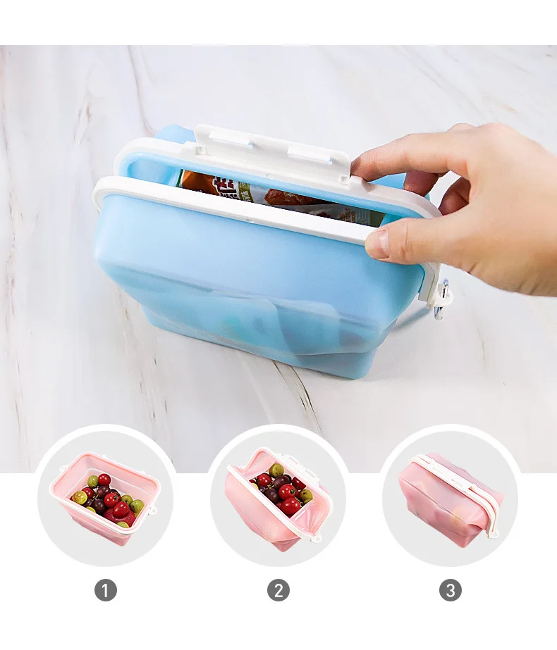 Silicone Fresh-Keeper Storage Box Microwave Heatable & Refrigerator Friendly Anti-Odor Kitchen Food Preservation Container supplier