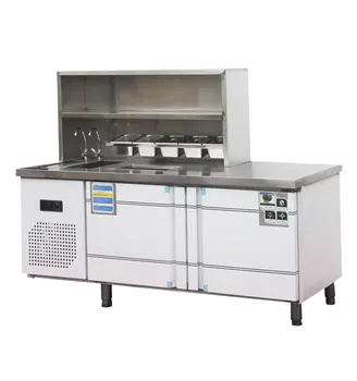Design Counter Bar Stainless Steel Bubble Tea Counter Refrigerate Keep Fresh Work Table
