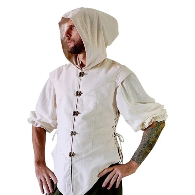 Medieval Renaissance Boys Retro Linen Tops Shirt Tunic Slavic