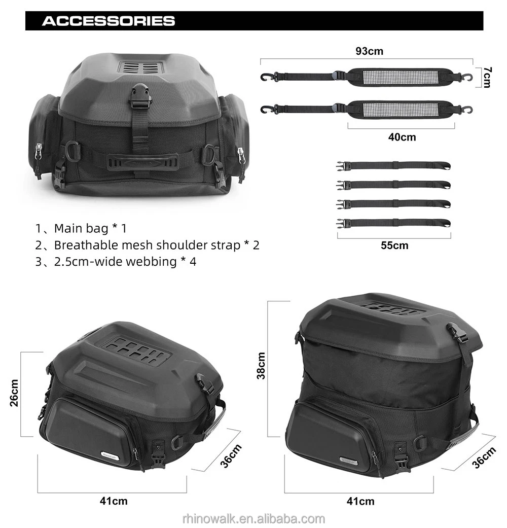 Rhinowalk 23l-35l Motorcycle Tail Bag Hard Shell Expandable Saddle Tail ...