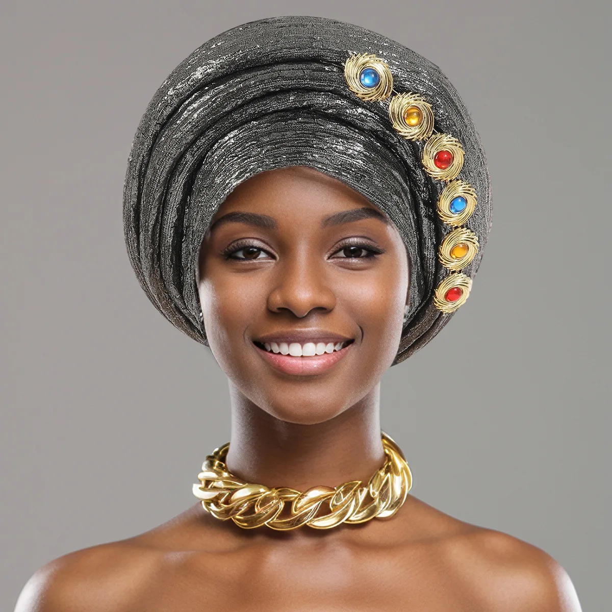 Elegant African Style Multi-layer Head Wraps for Women Party and Wedding Hair Accessories Outdoor Turban for Celebration