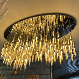 ECOJAS New Design Customized Luxury Glass Chandelier for Villa Indoor Hotel Hanging Crystal Chandelier
