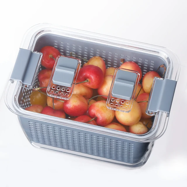 SHIMOYAMA Small Double Layer Plastic Drain Basket Fruit and Vegetable Dryer Drain Box Set