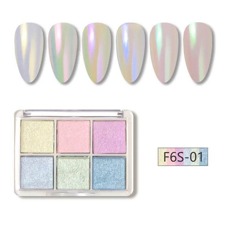 6 Grid Solid Magic Mirror Powder Chrome Pigment Makeup Acrylic Colors Nail Glitter Powder Buy