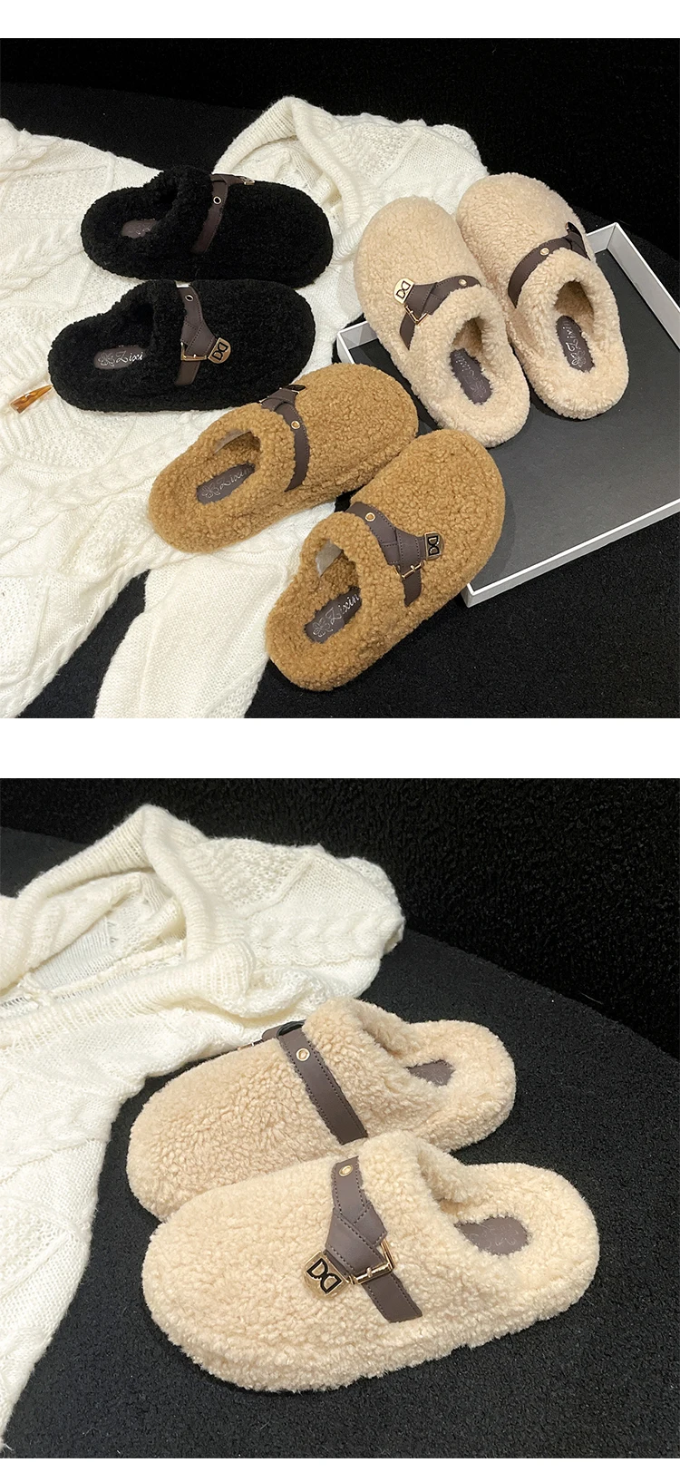 2023 Wholesale Fashion Home Slippers Women Leisure Fluffy Nonslip