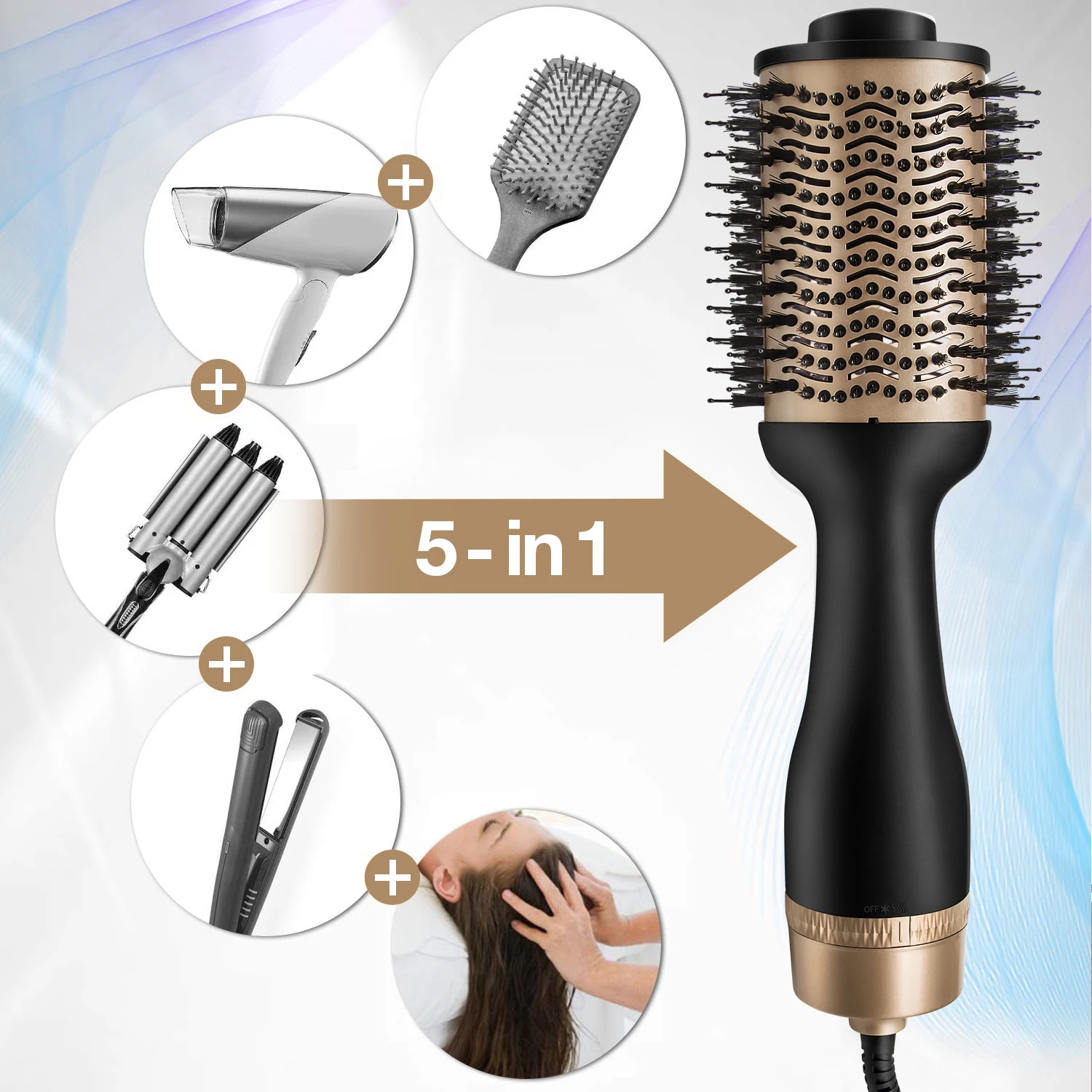 Ionic 5 in 1 Styling Comb Set 5 in 1 Electric Hair Dryer Comb Hair Straightener Comb  main image 3