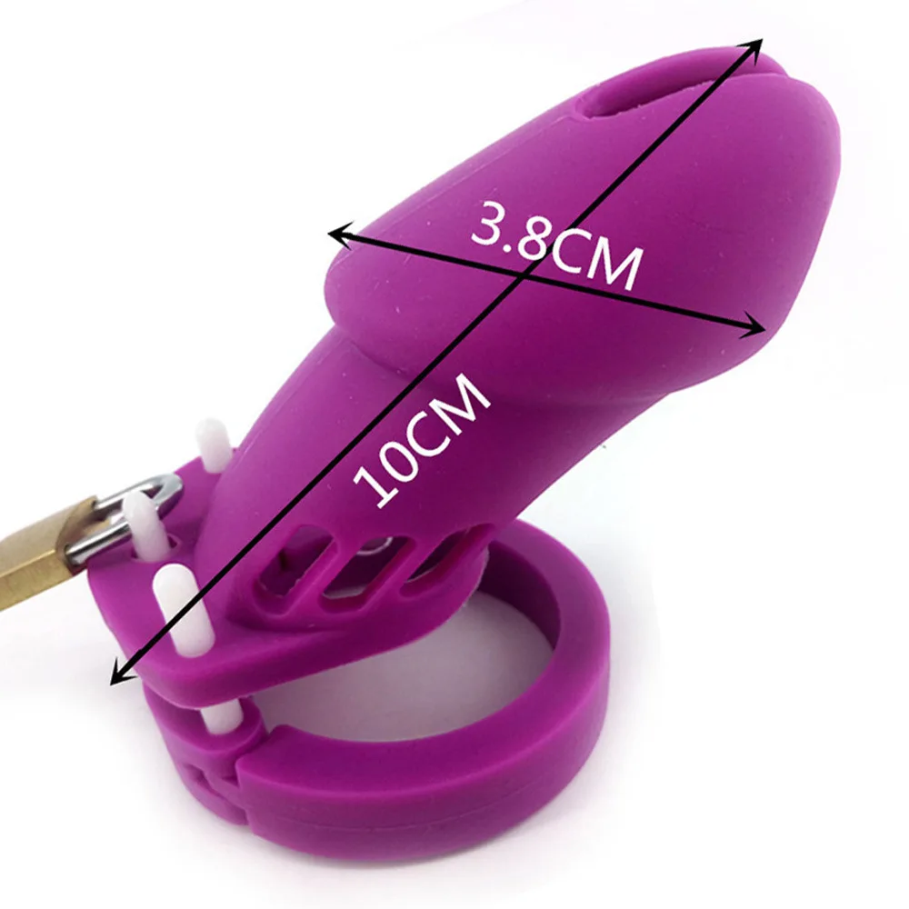 Long Size 10*3.8cm Silicone Cock Cage Soft Dildo Bird Locked Penis Ring Cage, Soft Silicone Cock Cage Male Chastity Devices