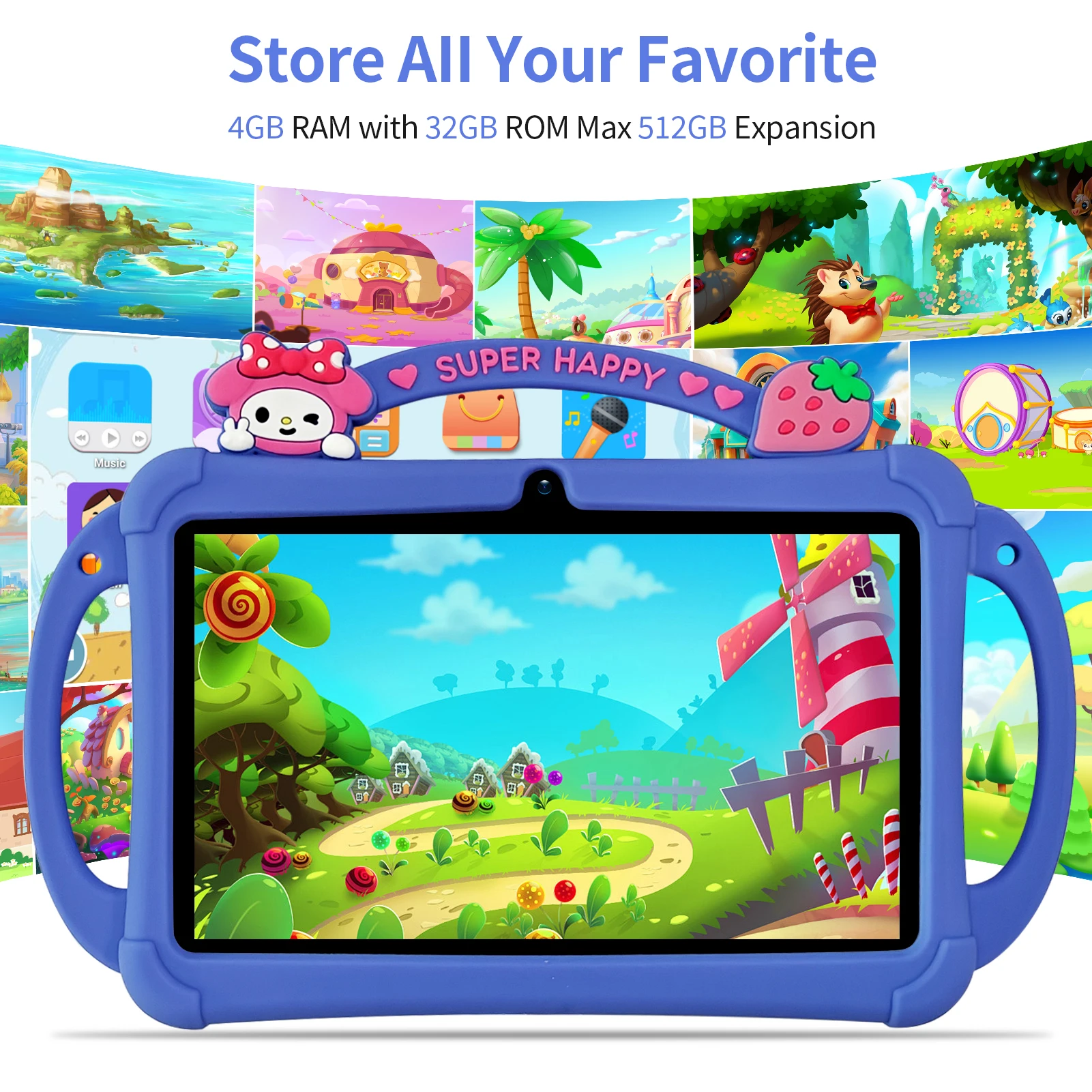 Factory the Cheap Children Tablet Educational Android 4gb Ram+32gb Rom 7 Inch Tablet for Kids With Sim Card Slot