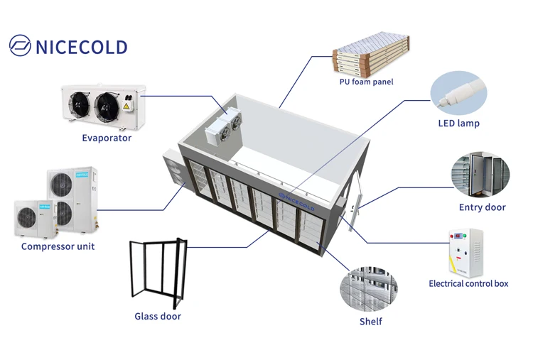 Commercial Double Temperature Display Fridge Freezer Walk in Cold Room