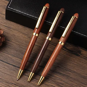 Factory Wholesale Brass Sandalwood Ball Point Kits Custom Engraving Logo Luxury Wood Ballpoint Pen