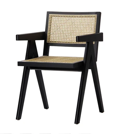 Wholesale Nordic Cane Dining Chair Rustic Hand Chair Frame Solid Wood Armchair Rattan Chair Ash Rubber Wooden Modern European