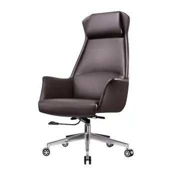 Wholesale High Quality Brown Office Chair Comfortable Pu Leather Black Boss Swivel Chair With Footrest