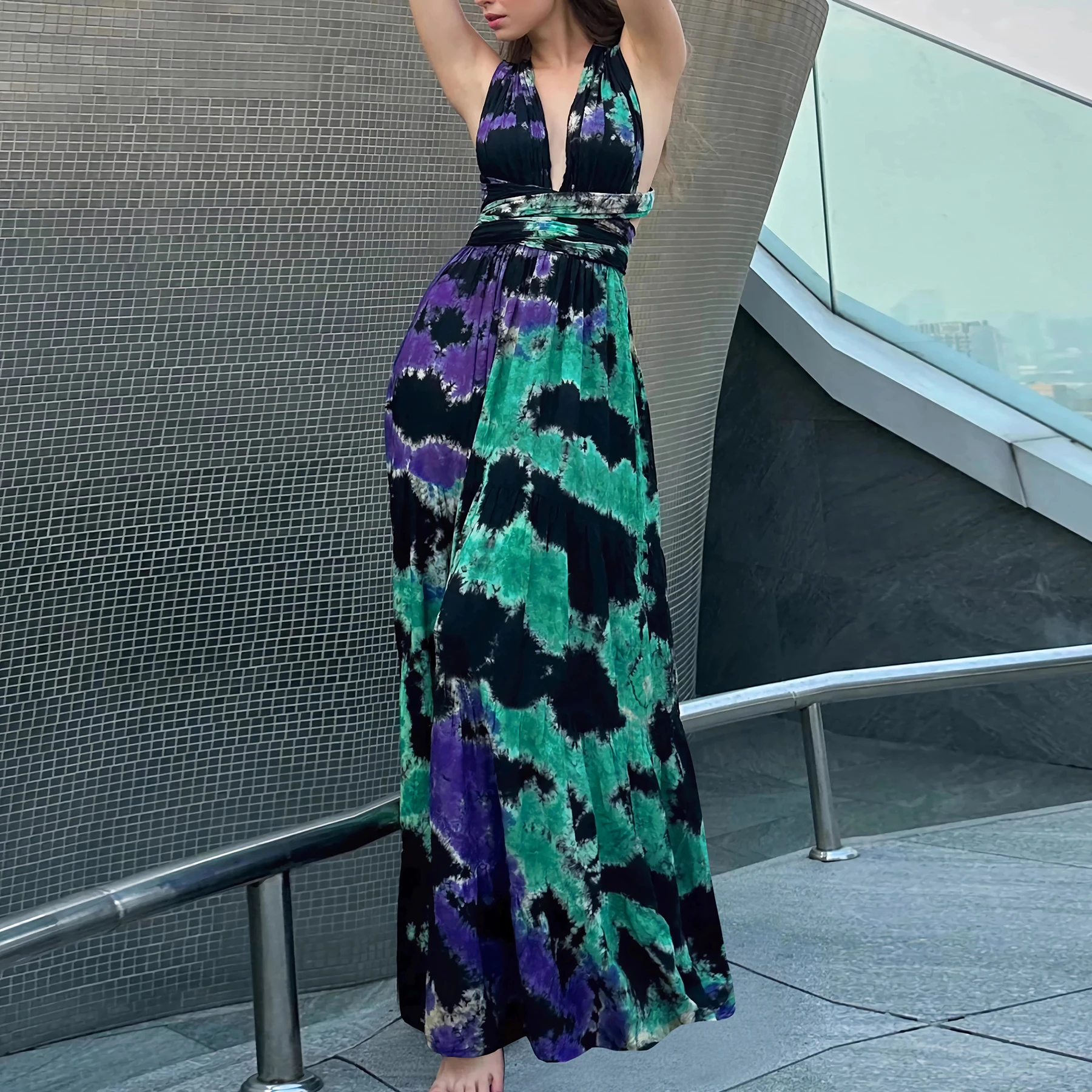 Turquoise Long Convertible Infinity Multi Way Wrap Beach Dresses for Party
