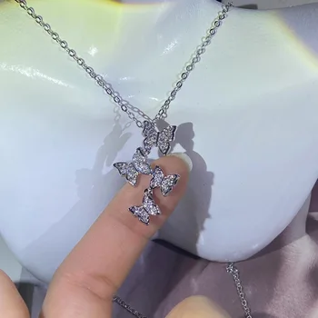 Fashion Jewelry Best Selling KYNL032 Butterfly Shape Shine Small Zircon Necklaces For Women