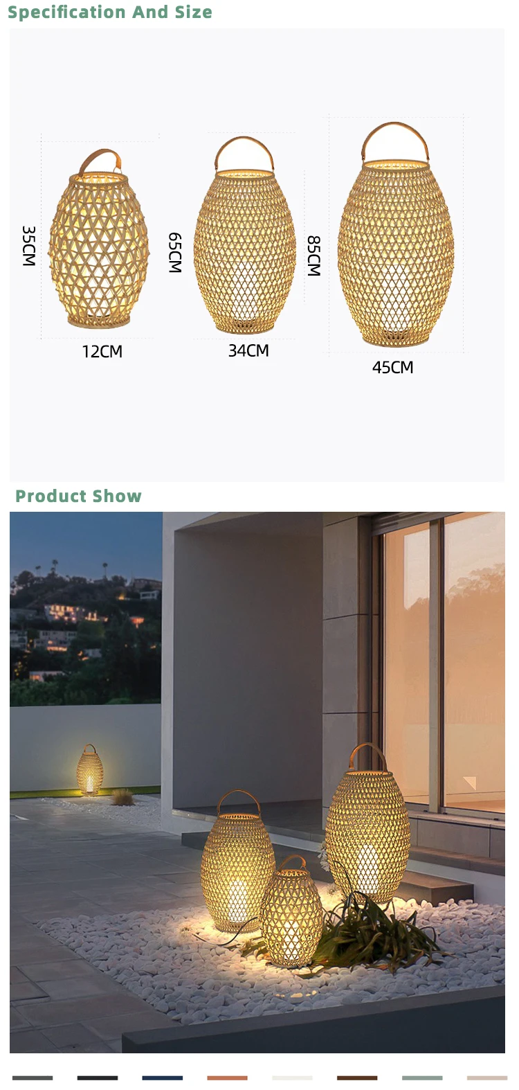 Outdoor Garden Light Wholesale Customized Bamboo Cane Lamp Outdoor