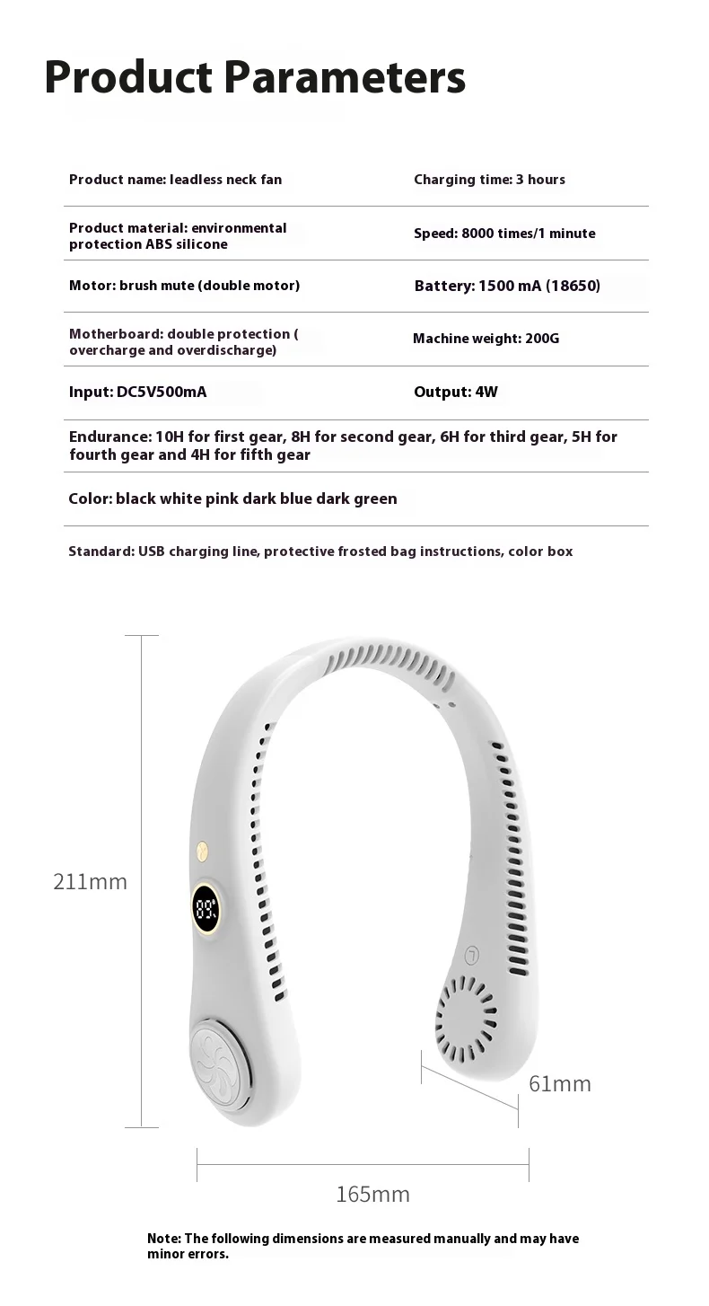 Display Neck Fan, 1200mAh, Portable - detail 20