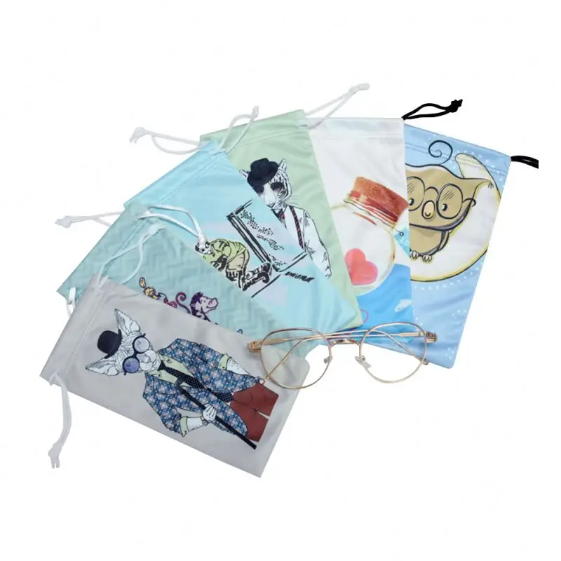 Lot De 5 Étuis à Lunettes En Microfibre - Sacs De Rangement Pour Lunettes De Soleil - Fermeture à Cordon - Couleurs Assorties