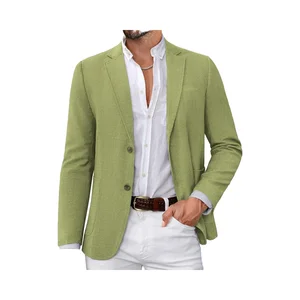 New Arrival Plus Size Men's Suits Single Breasted Polyester/Rayon Zipper Fly Suit Jacket Two Buttons Business Casual Green Suits