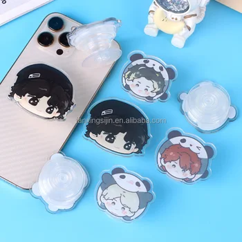 Promotional gift phone accessories custom cute design phone holder Collapsible Acrylic Phone Grip stand for Kpop Collection