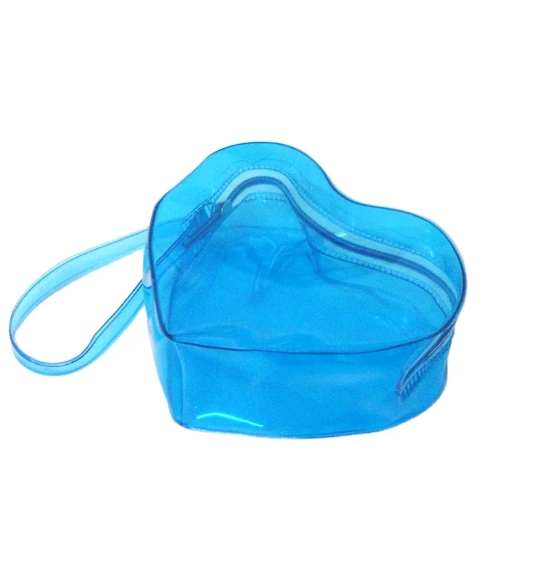 Popular Customize Transparent Heart Shape PVC Cosmetic Bag Small Makeup Bag Clear Cosmetic Pouch Bag
