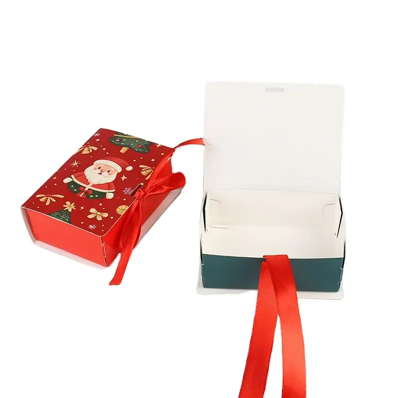 Custom White Card Paper Rigid Boxes Matt Lamination Free Size Soft Christmas Gift Boxes Ribbon Bow Perfume UV Coating Embossing