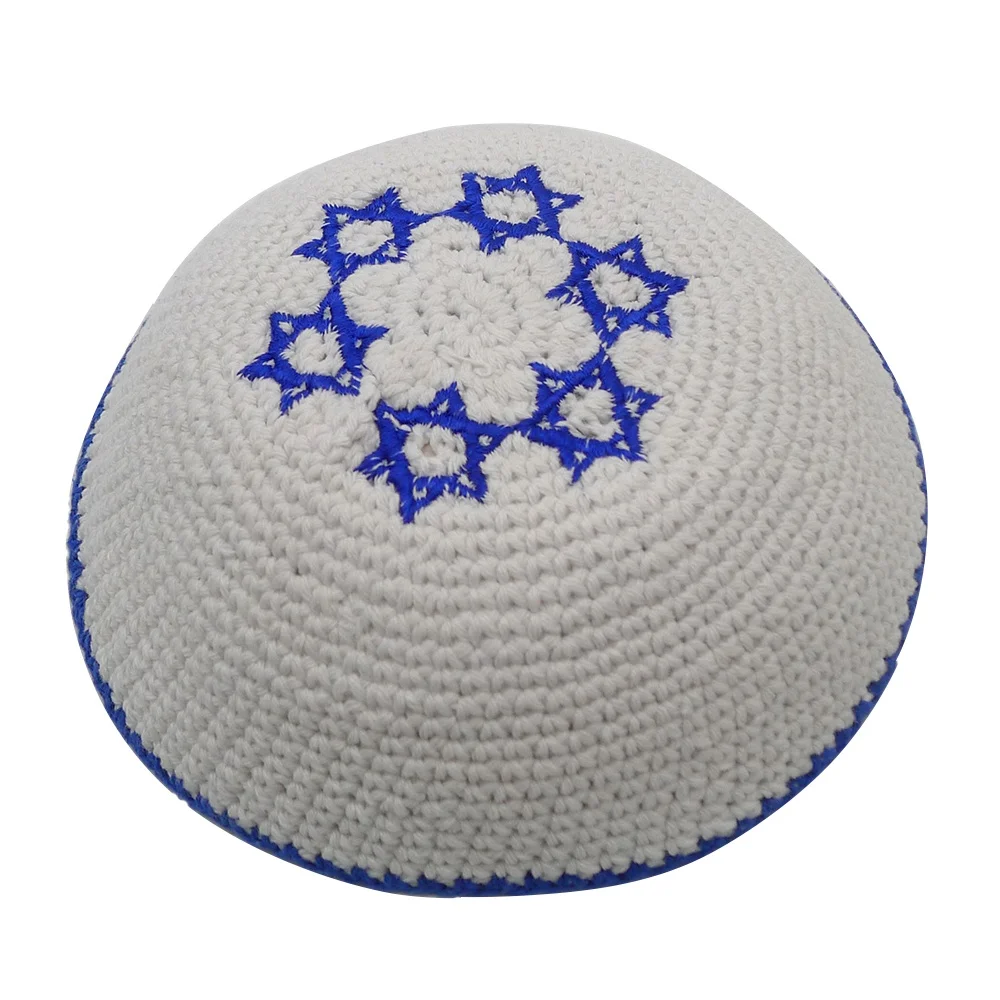 Kippa Tricotée à Main Pour Hommes - 16 Cm - Polyester - Couleurs Mélangées - Pour Cérémonies Et Usage Quotidien