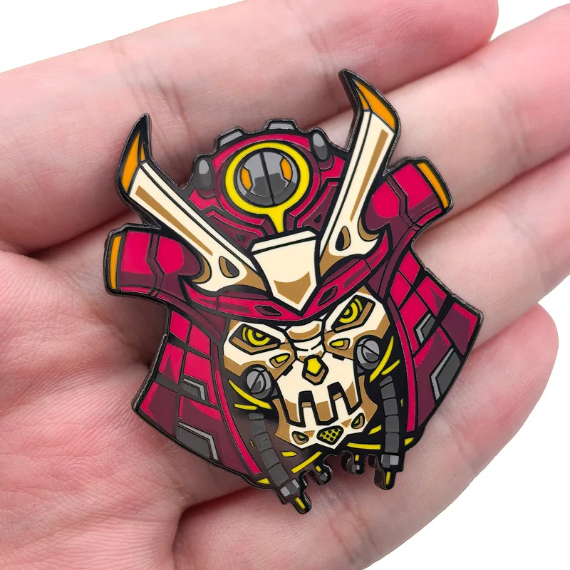 Metal hard enamel pin mechanical robot brooch punk futuristic metal backpack decoration lapel pin custom details