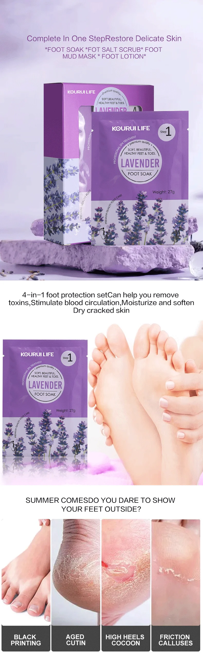 Pedicure Spa Deluxe 4in1 Foot Spa Treatment Bubble Salt Sugar Scrub