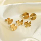 Butterfly Heart Round Sunburst Signet Earrings Diffuse Sunlight Jewelry Gold pvd coating Stainless Steel Stud Earring For Women