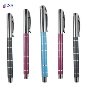 Fashion Popular Customizable Blue Pink and Black Metal Roller Pen with Cap