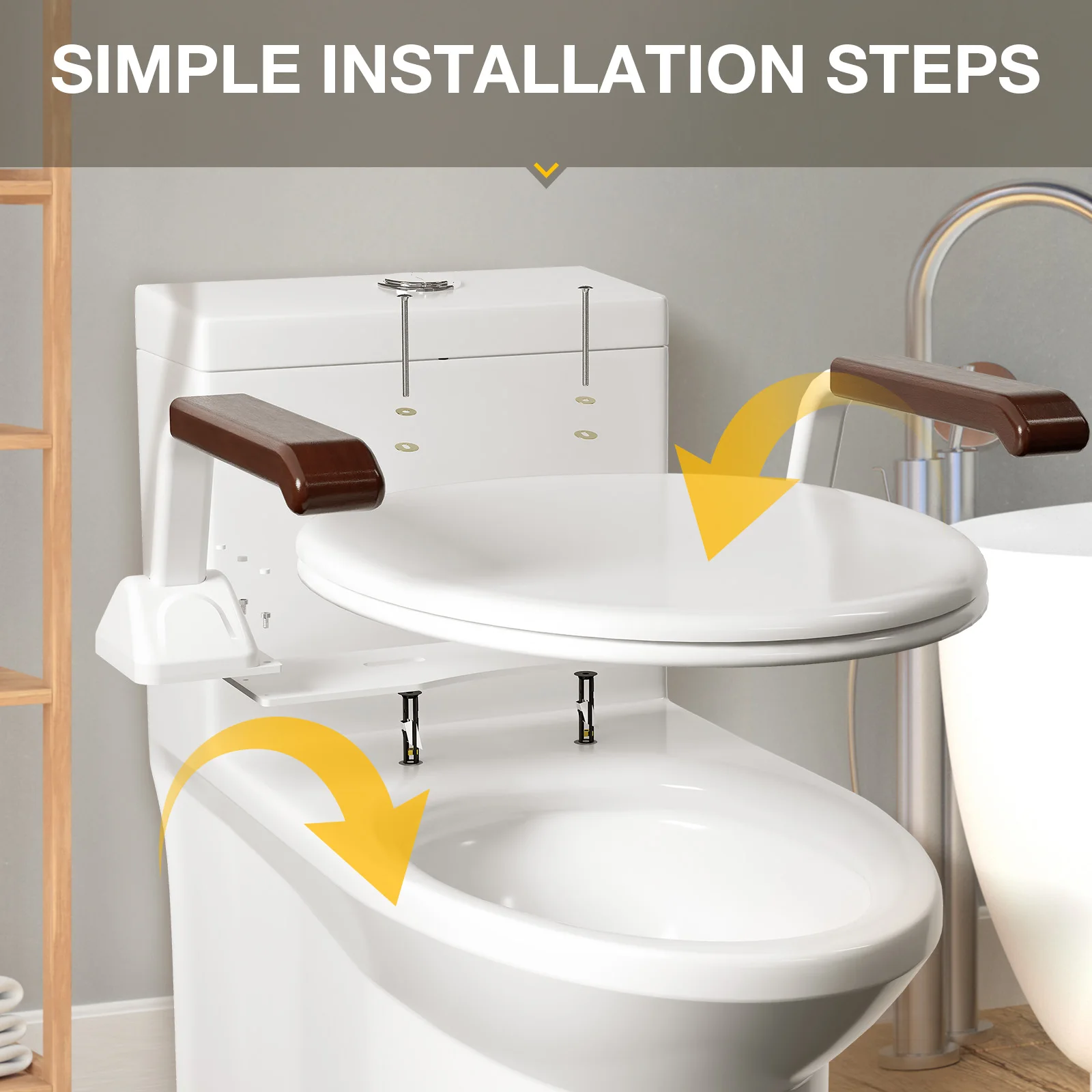 Safety Adjustable Grab Rail Toilet Handrail For Seniors Disabled Toilet ...