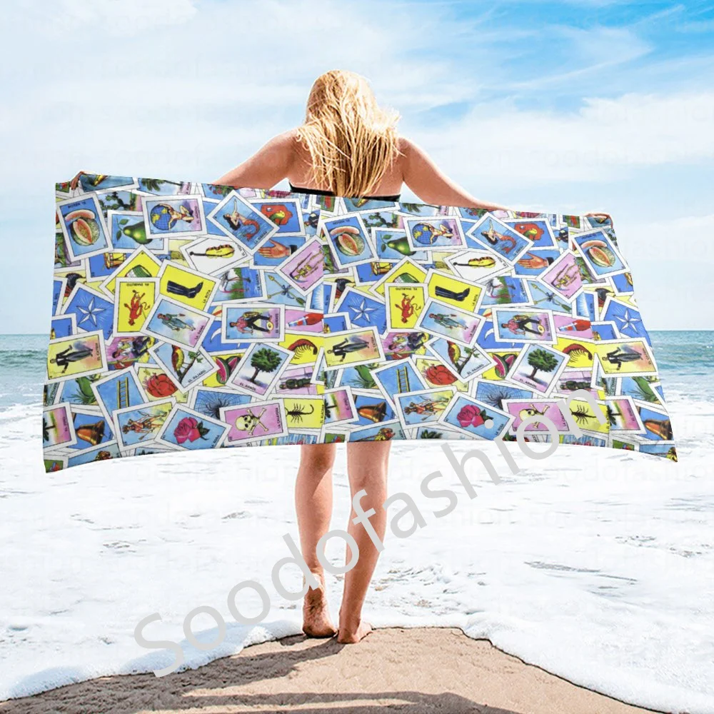2024 Factory Cheap Price Custom Cartoon Mexican Bingo Game Card Party Supplies Quick Dry Beach Towel