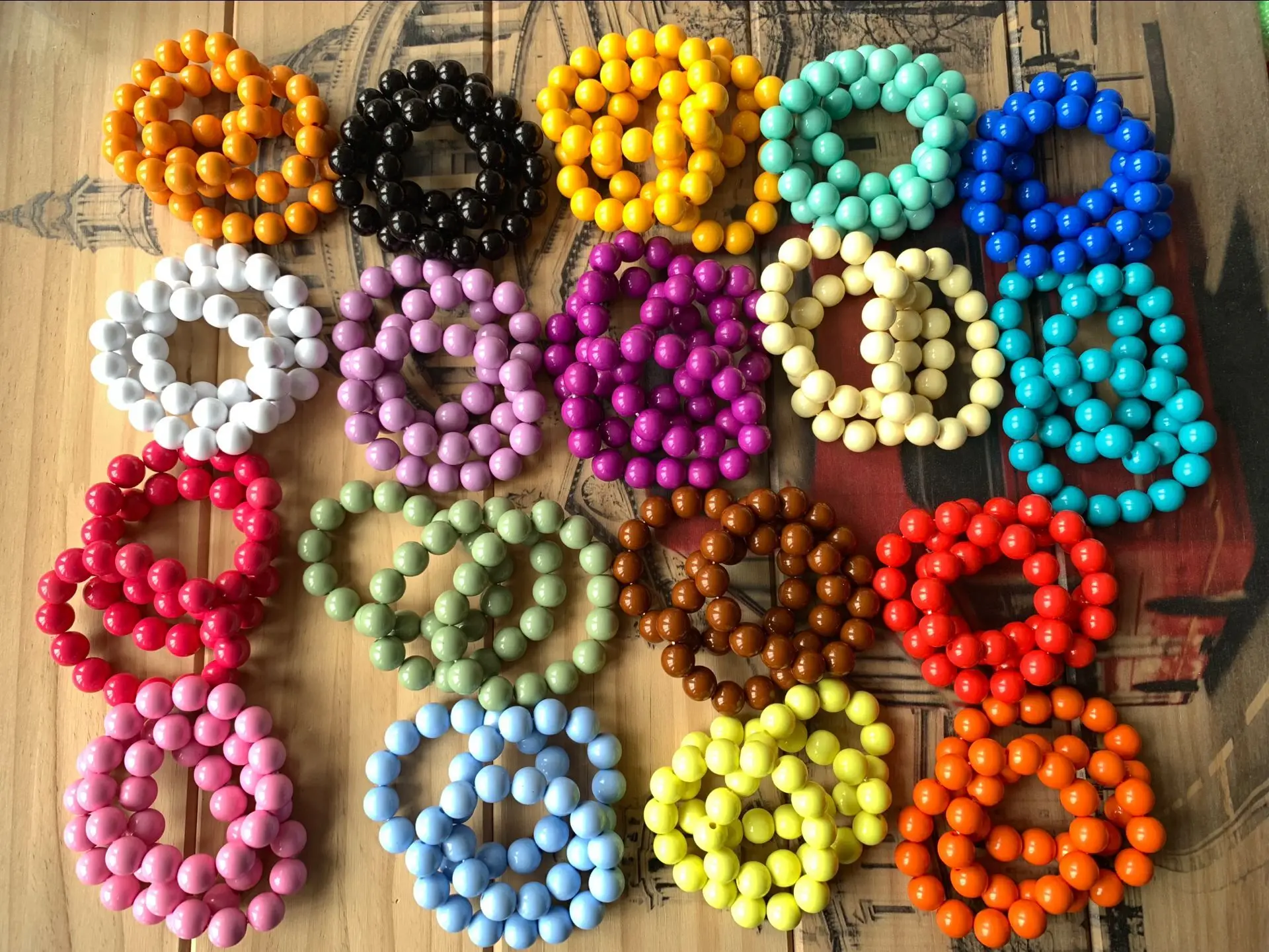 12mm baby acrylic beaded bracelets colorful