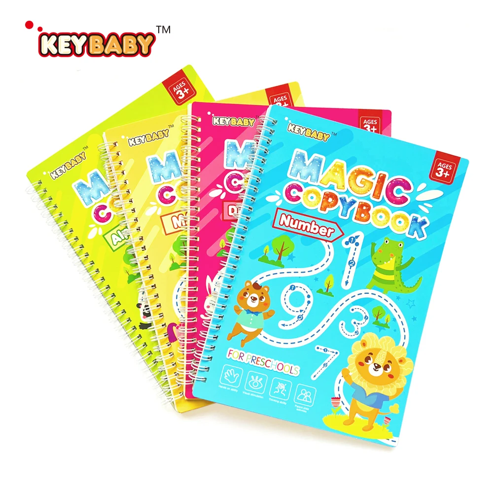 4pcs Set Magic Practice Copybook With English Language Printing,Calligraphy Magic Copybook For Children Activity Kids Book 2576