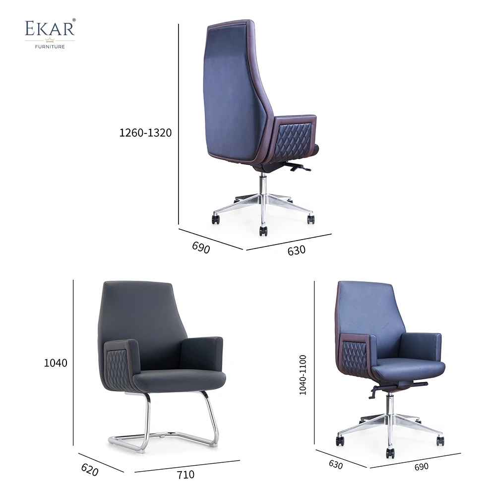 Executive Top-Grain Leather Office Chair with Padded Armrests - Premium Comfort Ergonomic Design factory