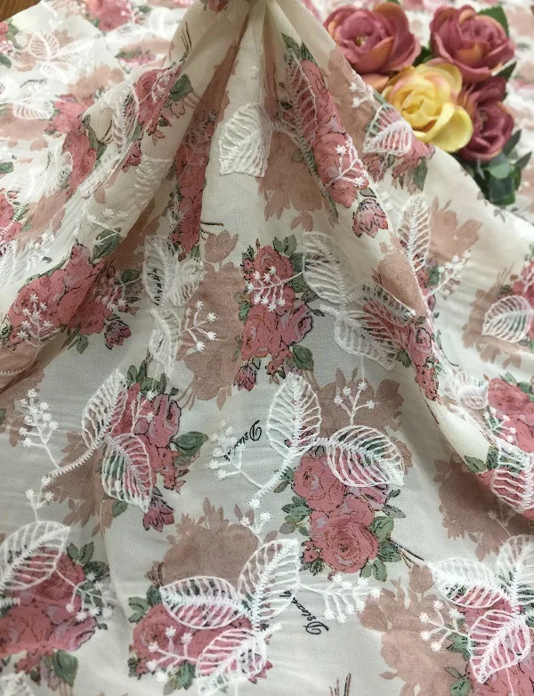 Новый старинный шифон с принтом Вышивка Кружева Тюль Оболочка ткань Клевер Дырокол вышивка ткань