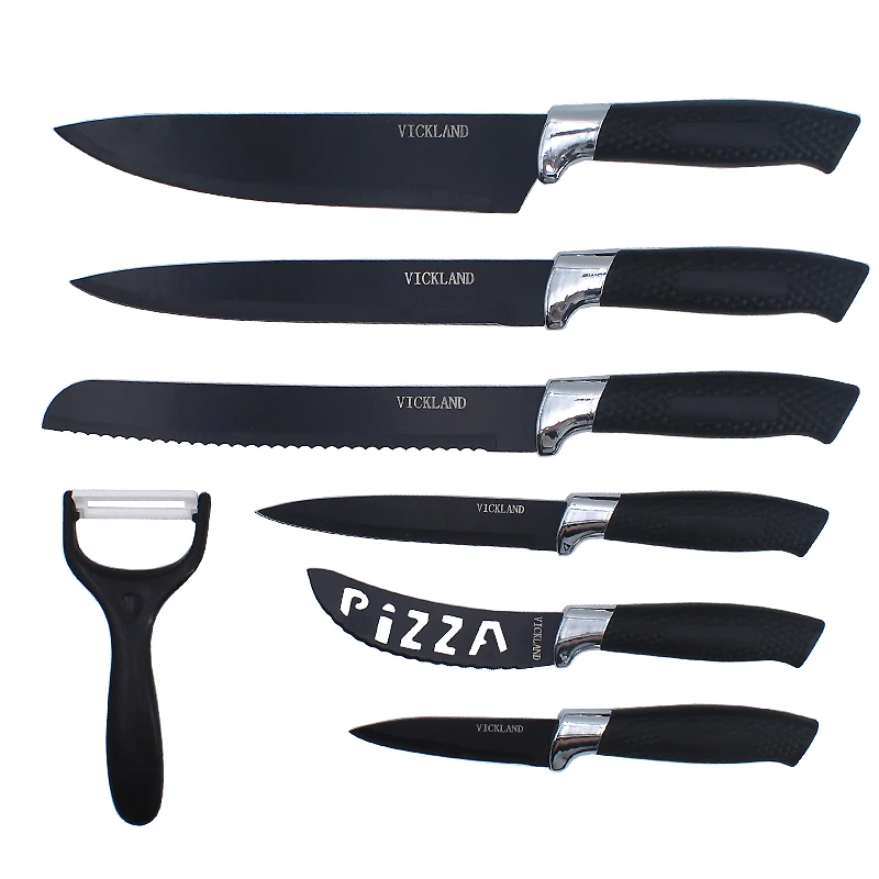 DSSTYLES Black Stainless Steel Knife Set, Sharp Kitchen Knives  Professional, Kitchen Knife Set Dishwasher Safe For Cooking, 6 PCS Knife Set  With Sheathes 