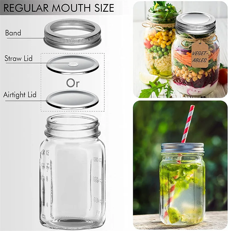 Wholesale Regular Mouth Diamond Shape Drinking Mason Jar Set 16 Oz 500ml Glass  Mason Jar with Lid - China Glass Mason Jar with Lid and Mason Jars with Lids  and Straws price