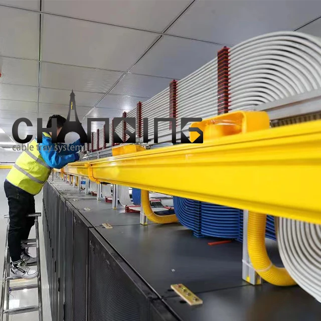 Yellow Fiber Raceway Customized Size Color Abs Pvc Cable Management Cable Tray for Data Center Infrastructure Wiring