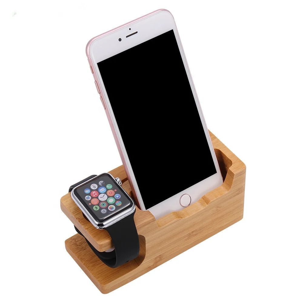 Charging Dock for Apple Watch Phone Stand Station Wood Base Charger Holder for Apple Watch IWatch IPhone Bamboo