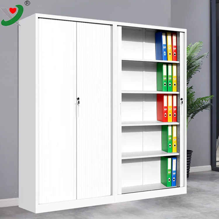 Office Furniture 4 Shelves Metal Tambour Door File Cabinet Steel Cupboard