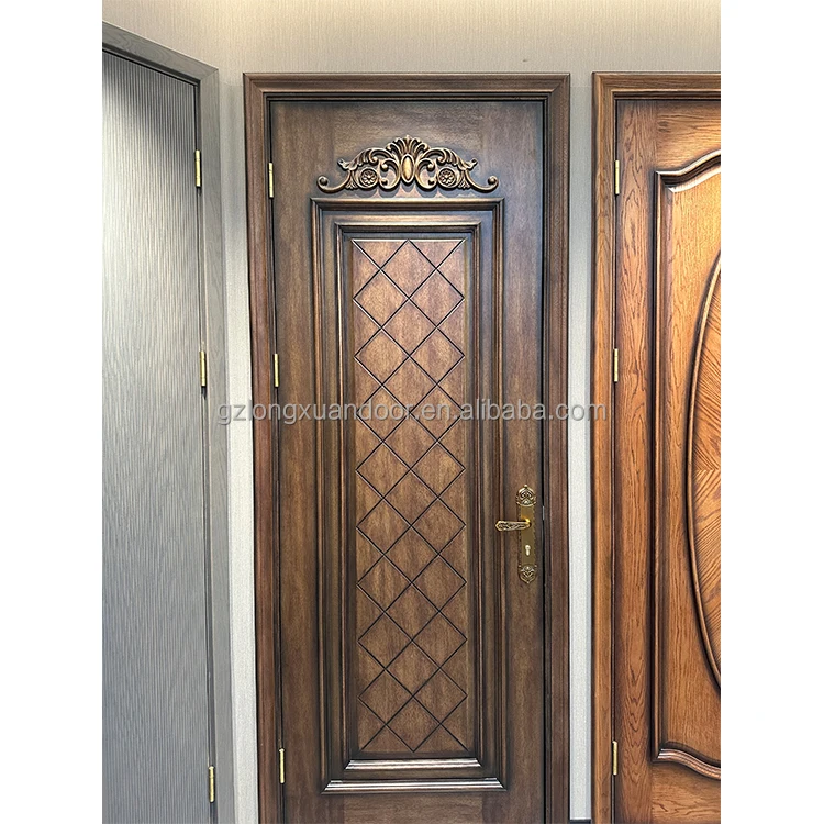 High-End European Style Solid Wood Door with Italian Door Frame Roman Column Elegant Design for Luxury Homes for Halls