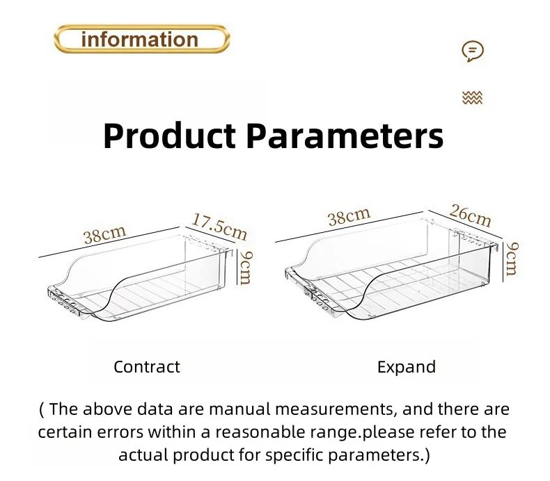 expandable refrigerator food storage box stackabletransparent plastic organizer with adjustable width for home organization-10