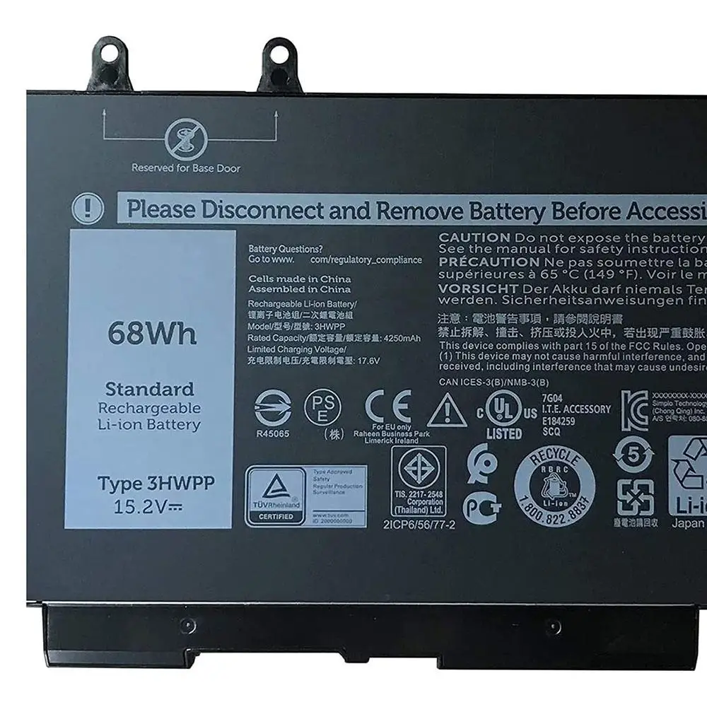 OEM Dell 3HWPP 68WH 4-Cell Li-Ion Battery For Latitude 5401 5410 5411 5501 Precision 3541