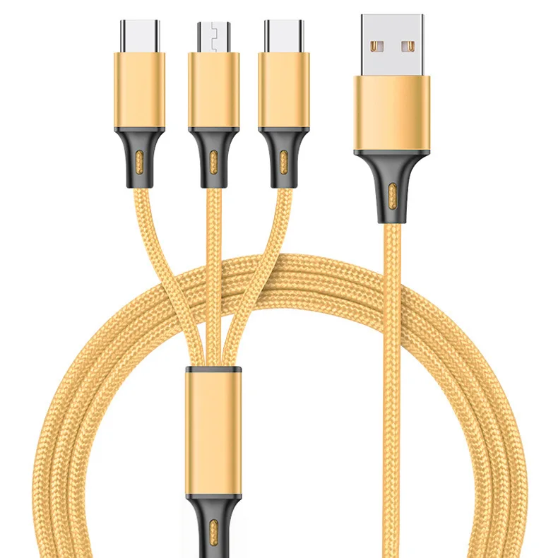 3in1 USB Cable for IPhone Fast Charger Charging Cable for Xiaomi Huawei Samsung Micro USB Phone Type C Charger Wire for IPad